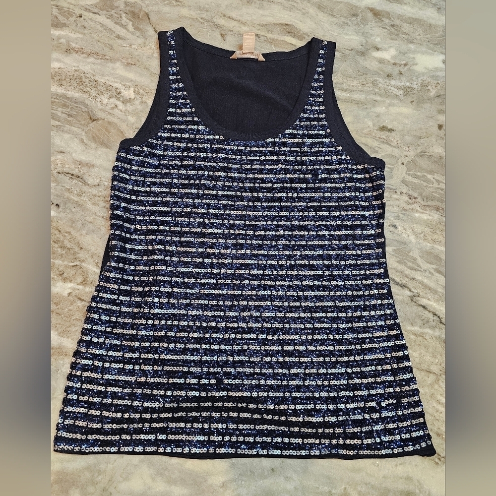 Banana Republic True Navy Sequin Tank Top Women’s M